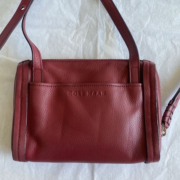 Cole Haan Camlin Logo Mini Crossbody Burgundy Red Leather - Picture 15 of 16
